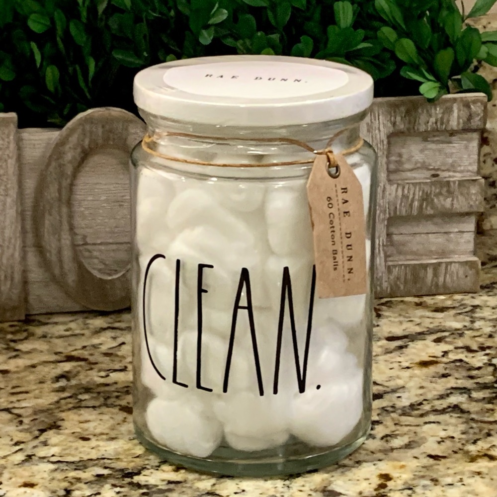 Rae Dunn CLEAN Cotton Ball Jar
